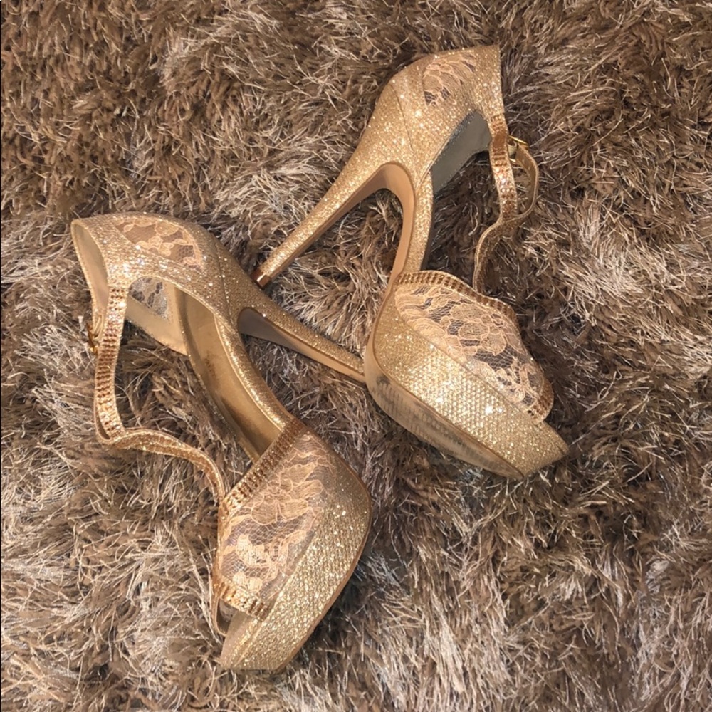 Sparkly lace stilettos